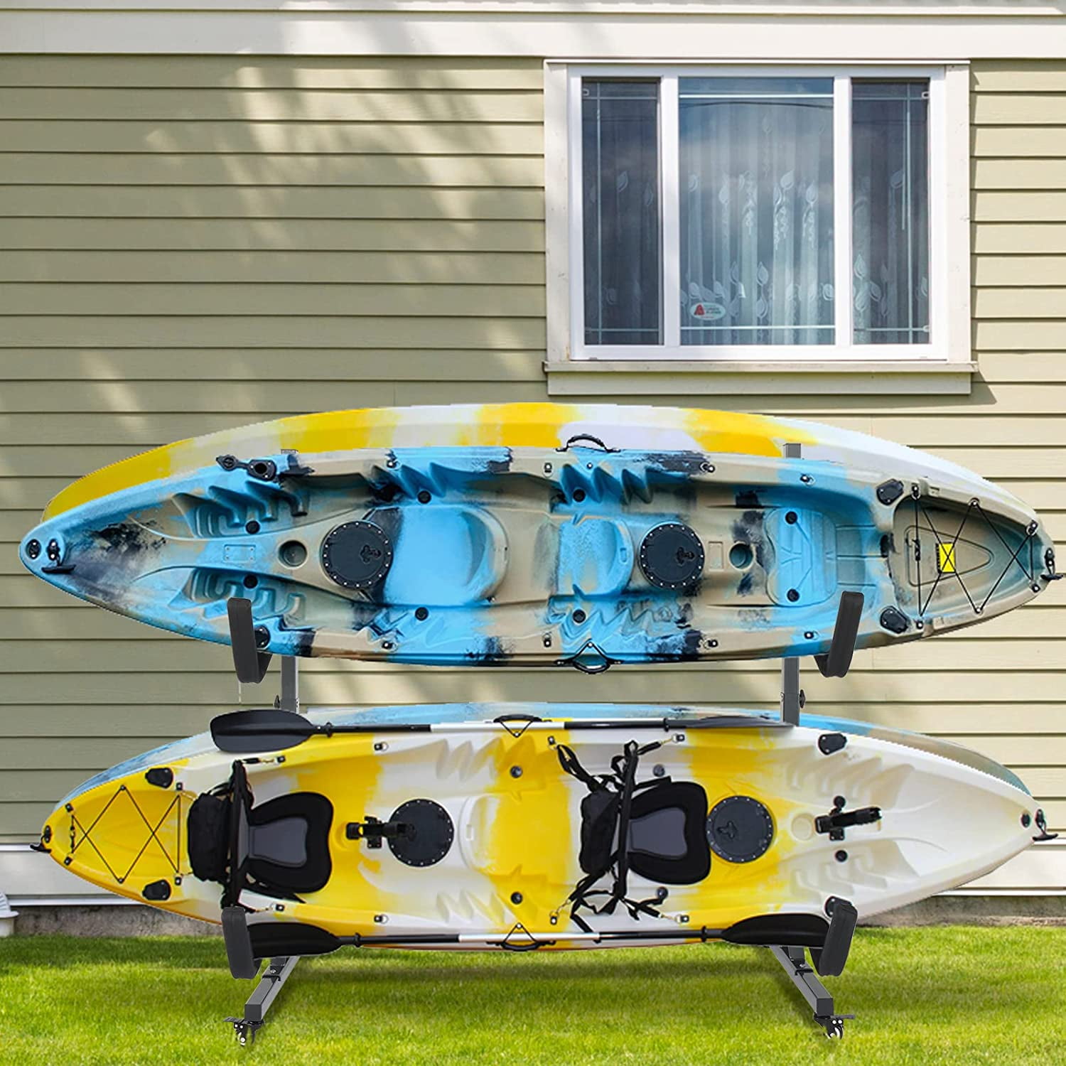 Bonnlo Freestanding Kayak Rack for 4 Kayaks