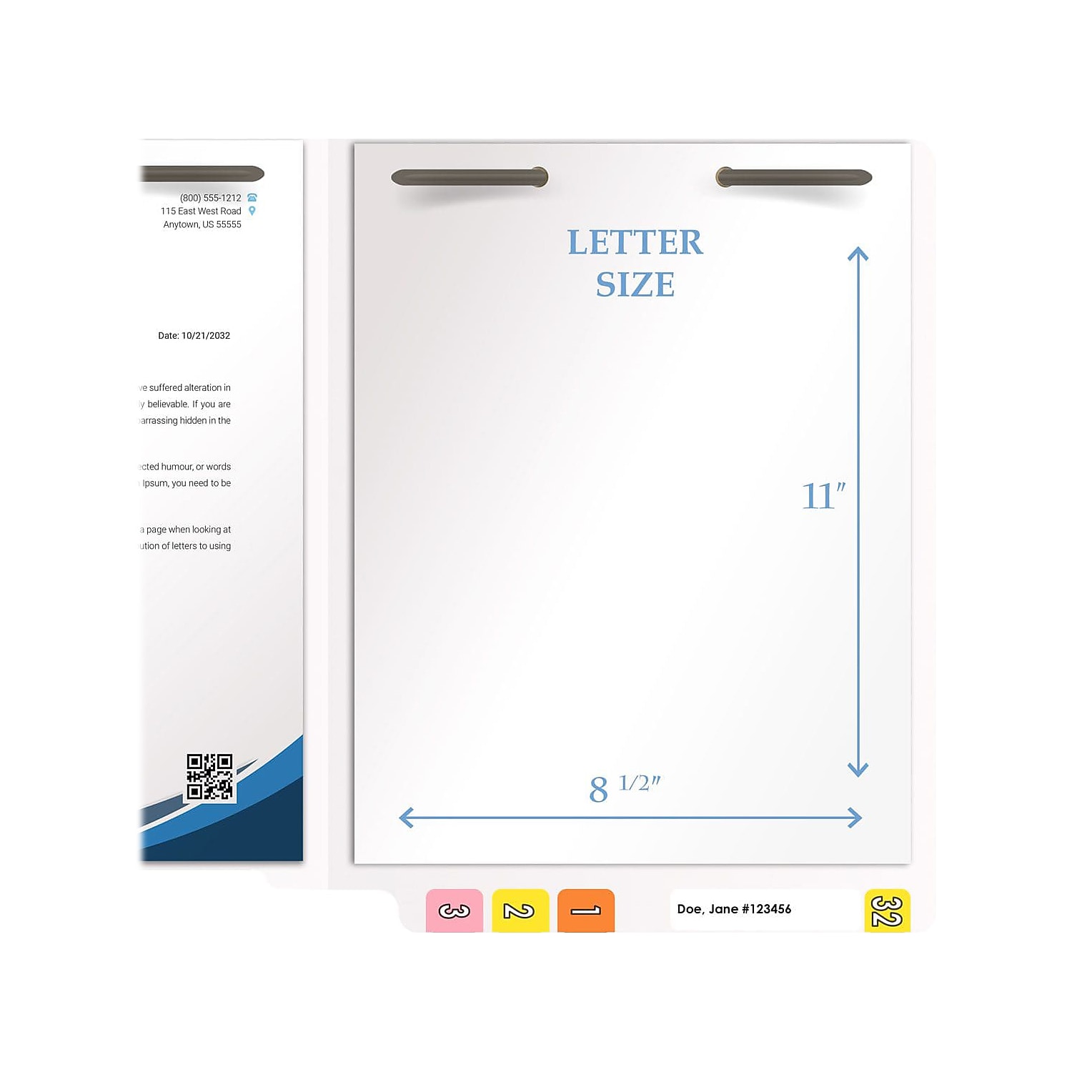 Medical Arts Press Heavy-Duty End Tab File Folder Straight Cut Letter-Size White 40/Box
