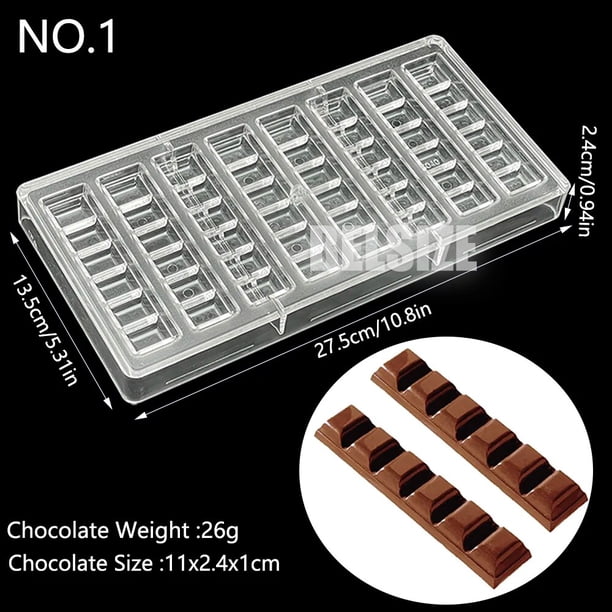 Molde de Chocolate de tira larga, molde de barra de gargantilla de policarbonato de plástico, moldes para dulces, decoración de pasteles, sartén de confitería