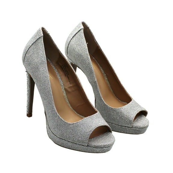 Thalia Sodi Womens Lenna Beaded-Heel Pump Silver 5.5M