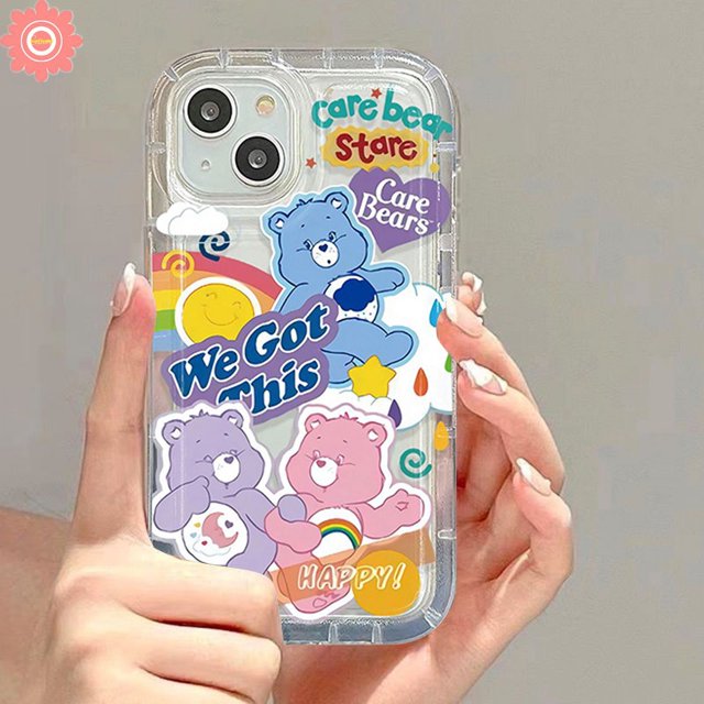 Funda De Oso De Dibujos Animados Colorido Para El Cuidado Del Arco Iris Compatible Con iPhone 7Plus 11 13 14 12 Pro MAX XR 7 6 8 6S Plus X XS Cute Little Bear Tag A Prueba De Golpes Airbag Suave Tpu C