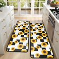 thumbnail image 4 of Sunflower and Checkerboard White Anti Fatigue Kitchen Rugs Set Of 2, Non Slip Washable Decorative Floor Mats for Sink Laundry and Home Use, 17"x47", 4 of 5