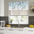 thumbnail image 4 of 2 Pack Teal Blue Leaves Valances for Windows Bedroom Living Room Window Treatments, Summer Botanical Rod Pocket Valance Drapes Short Kitchen Curtains Over Sink 42"x18", 4 of 8