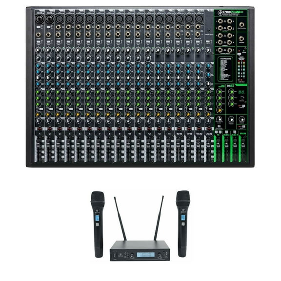 Mackie ProFX22v3 22-Channel 4-Bus Effects Mixer w/USB Wireless Mics ProFX22 v3