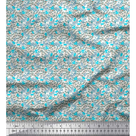 Soimoi Cotton Duck Fabric Flower Artistic Printed Fabric 1 Yard 42 Inch Wide