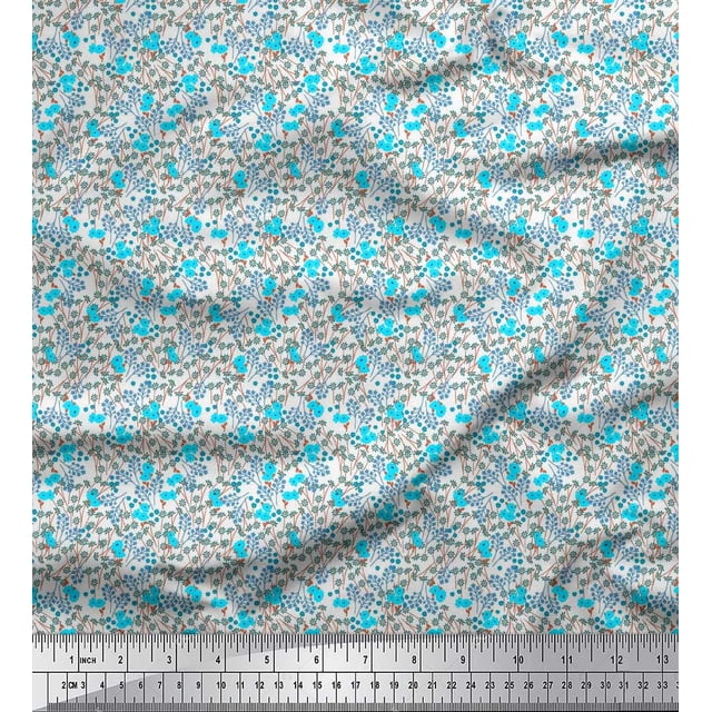 Soimoi Crepe Silk Fabric Flower Artistic Print Sewing Fabric Yard 42 Inch Wide