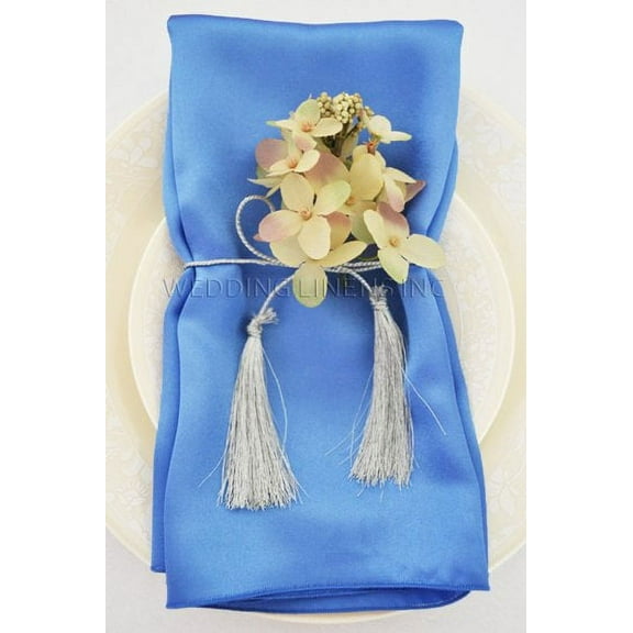 Wedding Linens Inc. (10pcs) 20'' x20" Satin Table Napkins for wedding Party Decoration events - Periwinkle / Cornflower