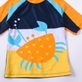 thumbnail image 4 of Boy Swimsuit 3 Piece Boys Swim Set Short Sleeve Boys Swim Shirt Boy Swim Trunks Rash Guard Bathing Suits,Blue,5Y, 4 of 5
