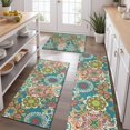 thumbnail image 2 of Multicolor Ethnic Floral Pattern Kitchen Rugs Sets Of 3,Kitchen Runner Rugs Non Skid Washable,Decorative Kitchen Floor Mats for Kitchen,Sink,Laundry,17"x30"+ 17"x47" + 17"x59", 2 of 6