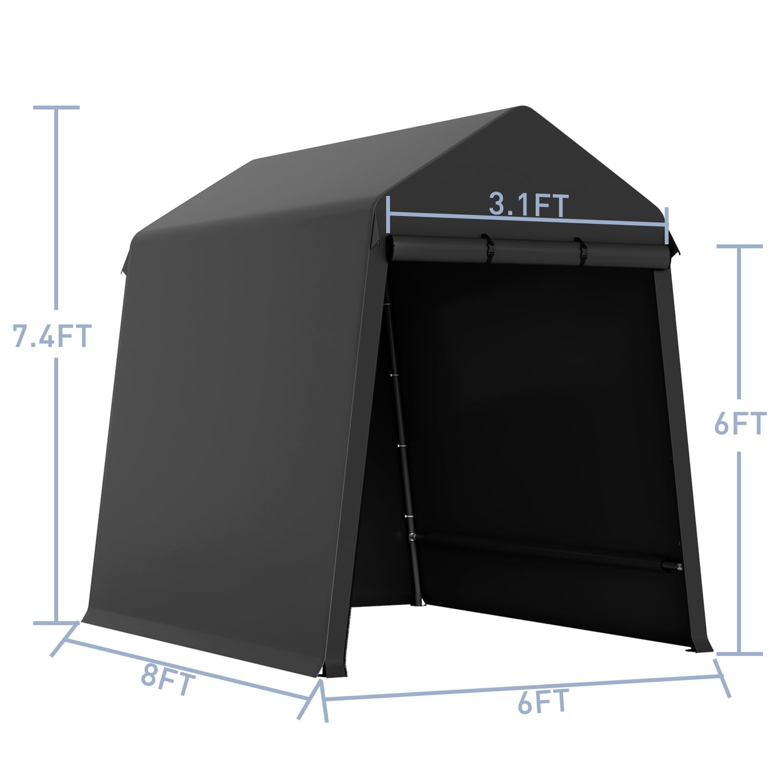 2024 Summer New Heavy Duty Outdoor Shed,Portable Storage Shed,with 2 Rolled Up Zipper Doors,Vents Carports & Waterproof Cover Temporary Shelter for Motorcycle,Gardening Tools and Generator