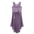 thumbnail image 3 of Aislor Kids Junior Teen Girl's Sleeveless Bridesmaid High Low Hem Formal Wedding Dress Light Purple 8, 3 of 7
