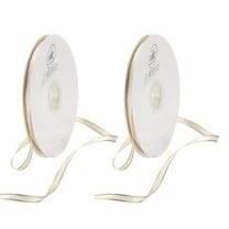 100 Yards White Satin Ribbon Polyester with Gold Edge for Gift Wrapping Wedding Decoration, 2 Rolls