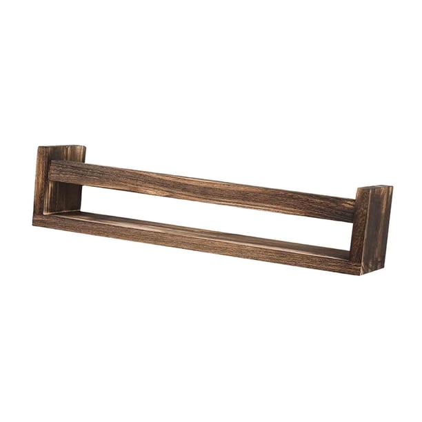 Estante de almacenamiento de madera, estante para especias, estante flotante que ahorra espacio, estantería multifunción Color madera