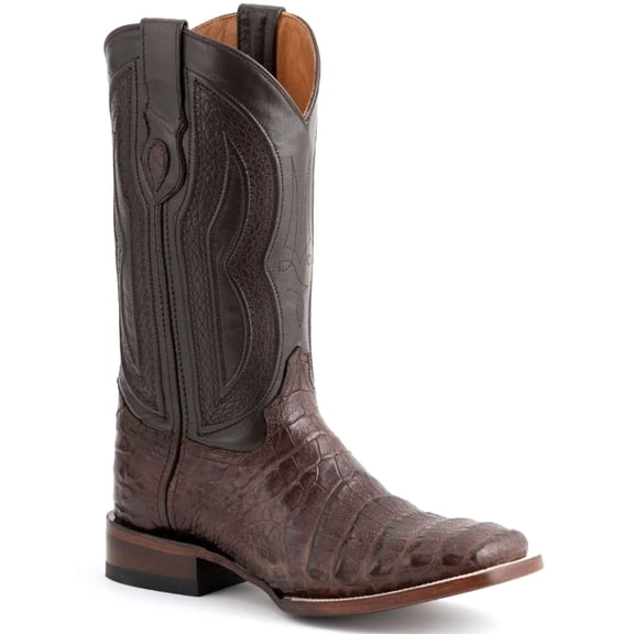 FERRINI Men's Belly Caiman Dakota Toe Boots, Color: Chocolate, Size: 10-D