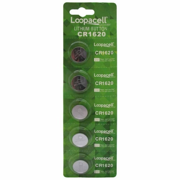 Loopacell Lithium Battery CR1620 Pack of 5 Batteries