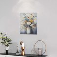 thumbnail image 3 of Flower Bathroom Wall Art Floral Pictures Wall Decor Rustic Bouquet Canvas Teal Blossom Print Artwork Home Decorations for Living Room Bedroom Office Framed 12"x16", 3 of 6