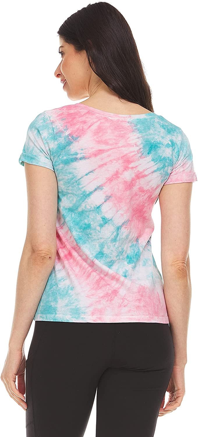 Blue Pink Stone Tie Dye T-Shirt for Teen Girls Juniors V Neck Cuffed Short Sleeve Boxy fit X-Large Blue Pink Stone Tie Dye T-Shirt for Teen Girls Juniors V Neck Cuffed Short Sleeve Boxy fit X-Large