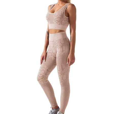 

Women s Snake Pattern Yoga Moisture Wicking Fitness Bra High Waist Sports Pants