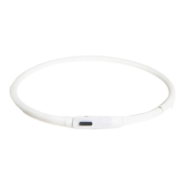 Collar LED para perros, collar luminoso de seguridad recortable, correa, suministros para mascotas blanco