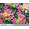 thumbnail image 2 of Soimoi Black Rayon Fabric Flower Floral Print Fabric by the Yard 42 Inch Wide, 2 of 3