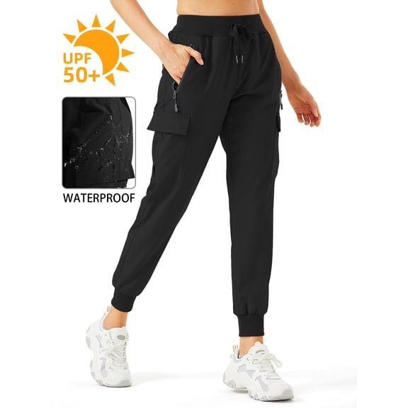 Women's Cargo Joggers Quick Dry Lightweight Hiking Pants with Zipper Pockets Athletic Workout Pants Lounge Casual Outdoor Black XL