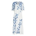 thumbnail image 4 of SMihono Robe Maxi Bohème d'Été pour Femmes Grande Taille Mode Femmes Décontractée Col en V Imprimé Manches Courtes Robe Longue Ample Robe de Plage, 4 of 6