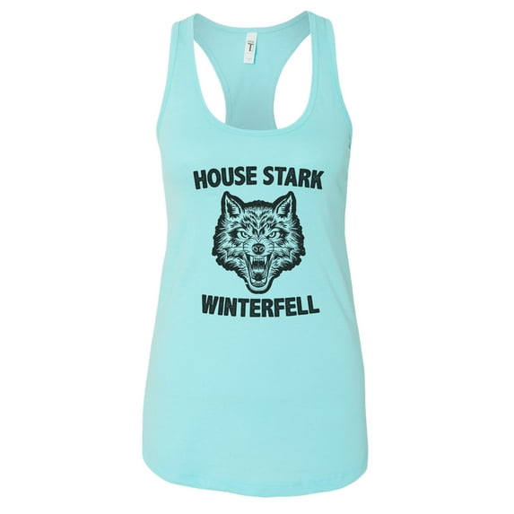 Women’s “House Stark Winterfell” Game Of Thrones Graphic Tank Top USA Made RB Clothing Co Cancun Blue, Large