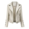 thumbnail image 3 of 2024 Chaqueta de cuero tejida de moda de primavera y otoño Chaqueta de imitación de PU Chaqueta delgada corta de motocicleta delgada para mujer Chaqueta de motocicleta XXXL, 3 of 5