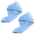 thumbnail image 1 of Paquete de 2 toallas de microfibra para secar el cabello para mujeres, turbante para el cabello antiencrespamiento súper absorbente, 1 of 5