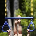 thumbnail image 4 of Graflsoa Ensemble de Balançoire D\'entraînement Physique pour Enfants d'Extérieur avec Barre Trapèze et Anneaux, Hauteur Réglable, Résistant à la Rouille, Bleu/vert, Supporte jusqu'à 200 kg, 4 of 7