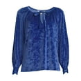 thumbnail image 4 of The Pioneer Woman Crochet Cuff Raglan Sleeve Velvet Blouse, Womens, 4 of 8