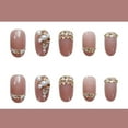 thumbnail image 3 of 24 uñas a presión de longitud media con diseños de moda elegante, uñas postizas largas de ataúd con pegamento, punta francesa, uñas acrílicas, bailarina, puntas de uñas postizas brillantes, pegamento Namotu CZMR-ZC63-2, 3 of 7