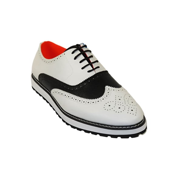 Men's Shoes The Priority L TAYNO Leather Wingtip Dressy Sneaker White/Black