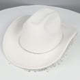 thumbnail image 4 of renvena Western Cowboy Hat Rhinestone Fringe Cowgirl Hat Glitter Bling Diamond for Men Women Cosplay Party Costume White One Size, 4 of 7
