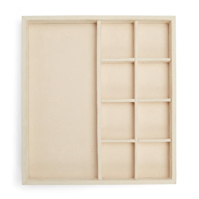 Organizador de joyas con forma de bóveda de lobo con forma de media bandeja para pendientes, color beige