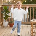 thumbnail image 4 of Grblisyd Boys Waffle Knit Quarter Zip Sweatshirts Long Sleeve Stand Up Collar Pullover Soft Breathable Casual Outfits for Kids, 4 of 6