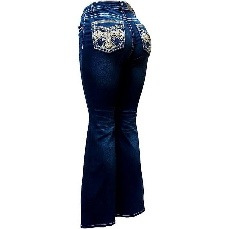 H&Y Women's 70s Trendy Sexy Rhinestone Studded Flare High H&Y Women's 70s Trendy Sexy Rhinestone Studded Flare High