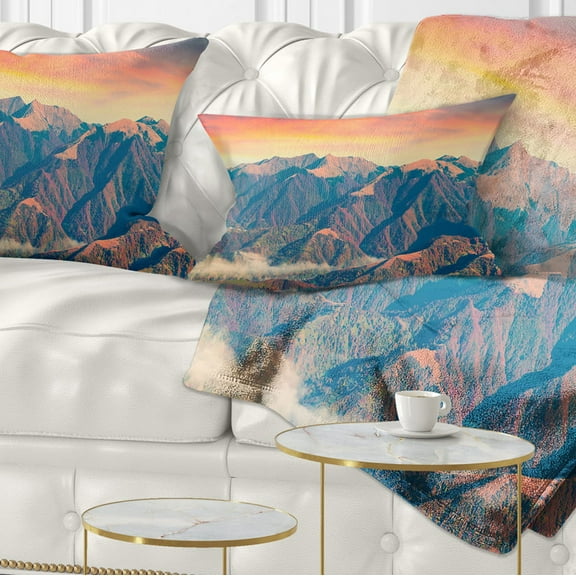 Designart Kolochava Village in Morning Landscape - Photography Throw Pillow - 12x20
