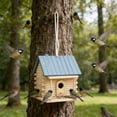 thumbnail image 5 of Wooden Bird House and Feeder for Outdoors, Hanging Bird Nest Box for Courtyard Garden, Parrot Breeding and Wild Birds, Paintable DIY Graffiti Design, 5 of 6