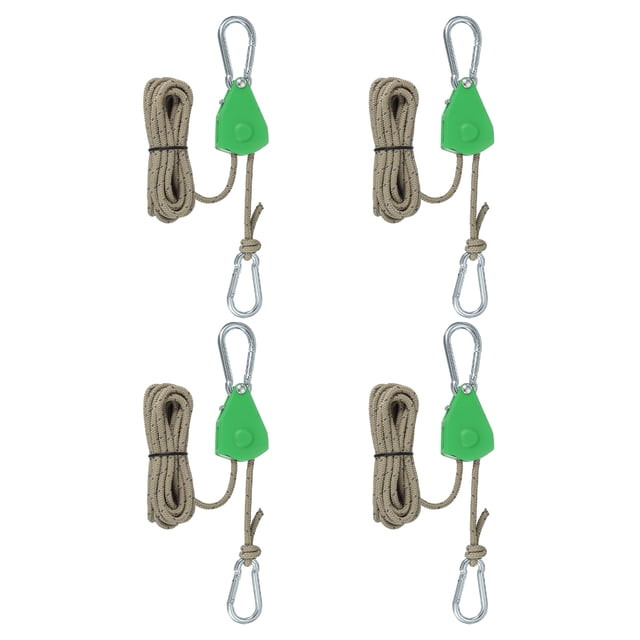 Uxcell Adjustable Rope Hanger, Ratchet Grow Light Hangers Reflective Reinforced Internal Gear Ratchet Green 1/8" x 8