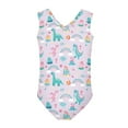 thumbnail image 2 of FOR U DESIGNS Dinosaur Rainbow Girls Swimsuit One Piece Size 9-10 Years Adorable Sleeveless Bathing Suit for Beach Swimming Pool Quick Dry Activewear, 2 of 8