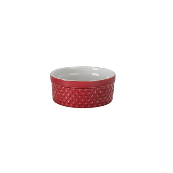 BIA Cordon Bleu 404946 767S1SIOC Textured Bakeware Round Souffle Dish, Red/White