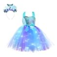 thumbnail image 1 of Déguisement de Fille Mermaid Tutu Lumineux à DEL Cadeaux Mermaid Robe de Princesse pour Halloween Cadeau d'Anniversaire 2-10 Ans, 1 of 5
