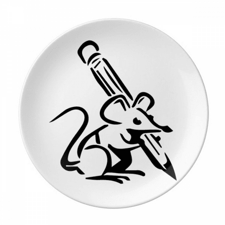 

Mouse Clever Writing Outline Exquisite Plate Decorative Porcelain Salver Tableware Dinner Dish