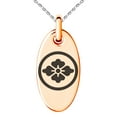 thumbnail image 1 of Stainless Steel Goto Samurai Crest Engraved Small Oval Charm Pendant Necklace, 1 of 1