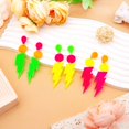 3Pairs 80s Neon Earrings for Women Colorful Lightning Acrylic Drop