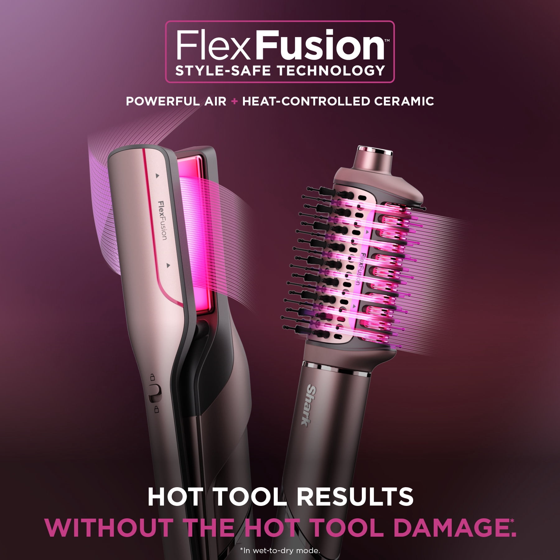 Shark FlexFusion Air & Ceramic Hair Styling System, Air Straightener & Flat Iron, HD641S Metallic Mist