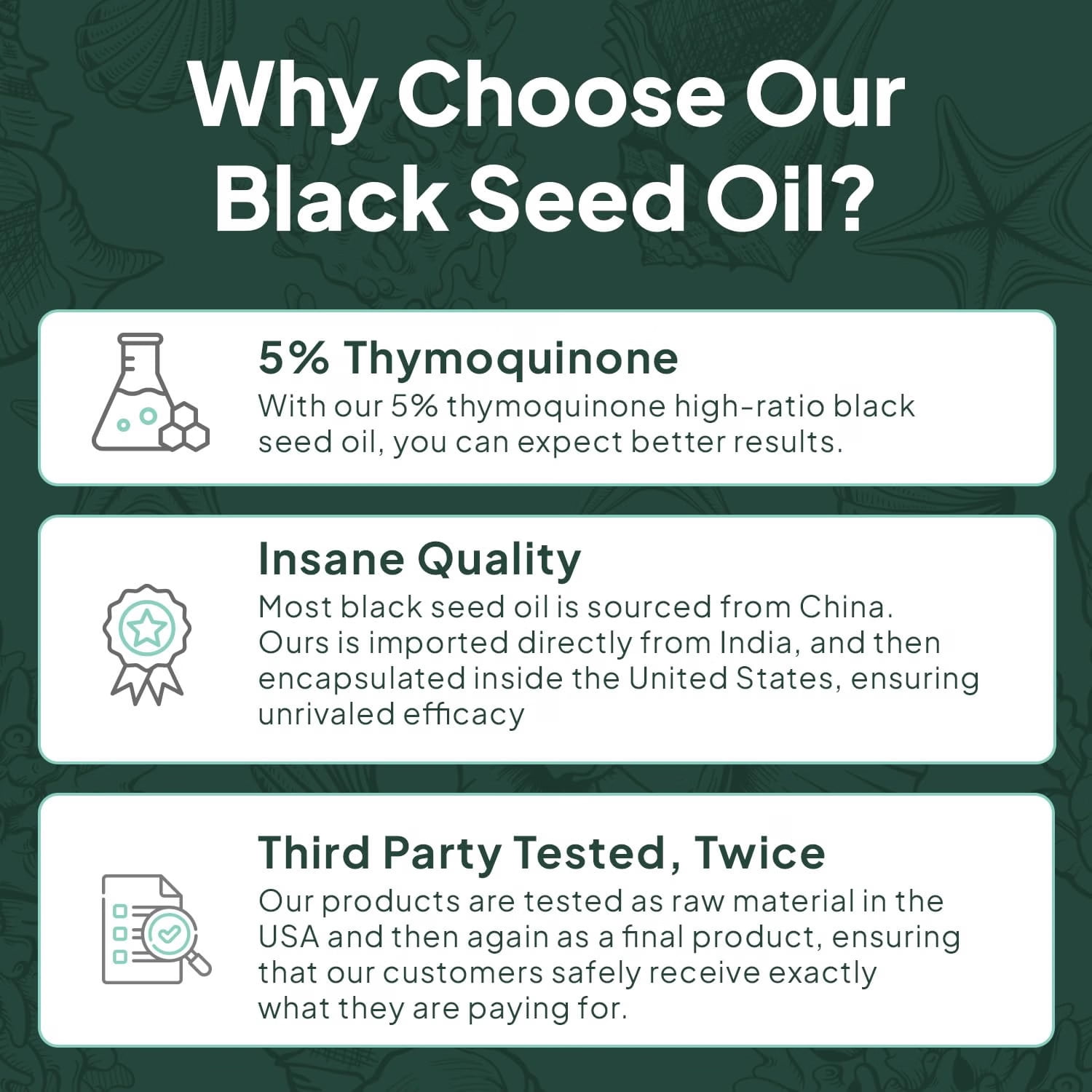 Organics Ocean Better Black Seed Oil Cold Pressed - Pure Nigella Sativa Oil for Immune Support - 5% Thymoquinone - Support Memory, Vitality, and Cellular Health