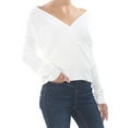 thumbnail image 3 of BAR III Womens White Surplice-neck Long Sleeve Off Shoulder Sweater L, 3 of 4