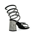 thumbnail image 4 of Wild Diva Rhinestone Spiral Ankle Strap Square Toe Low Block Heels (Black, 8), 4 of 6
